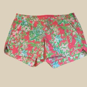 Lilly Pulitzer neon pink and green floral shorts